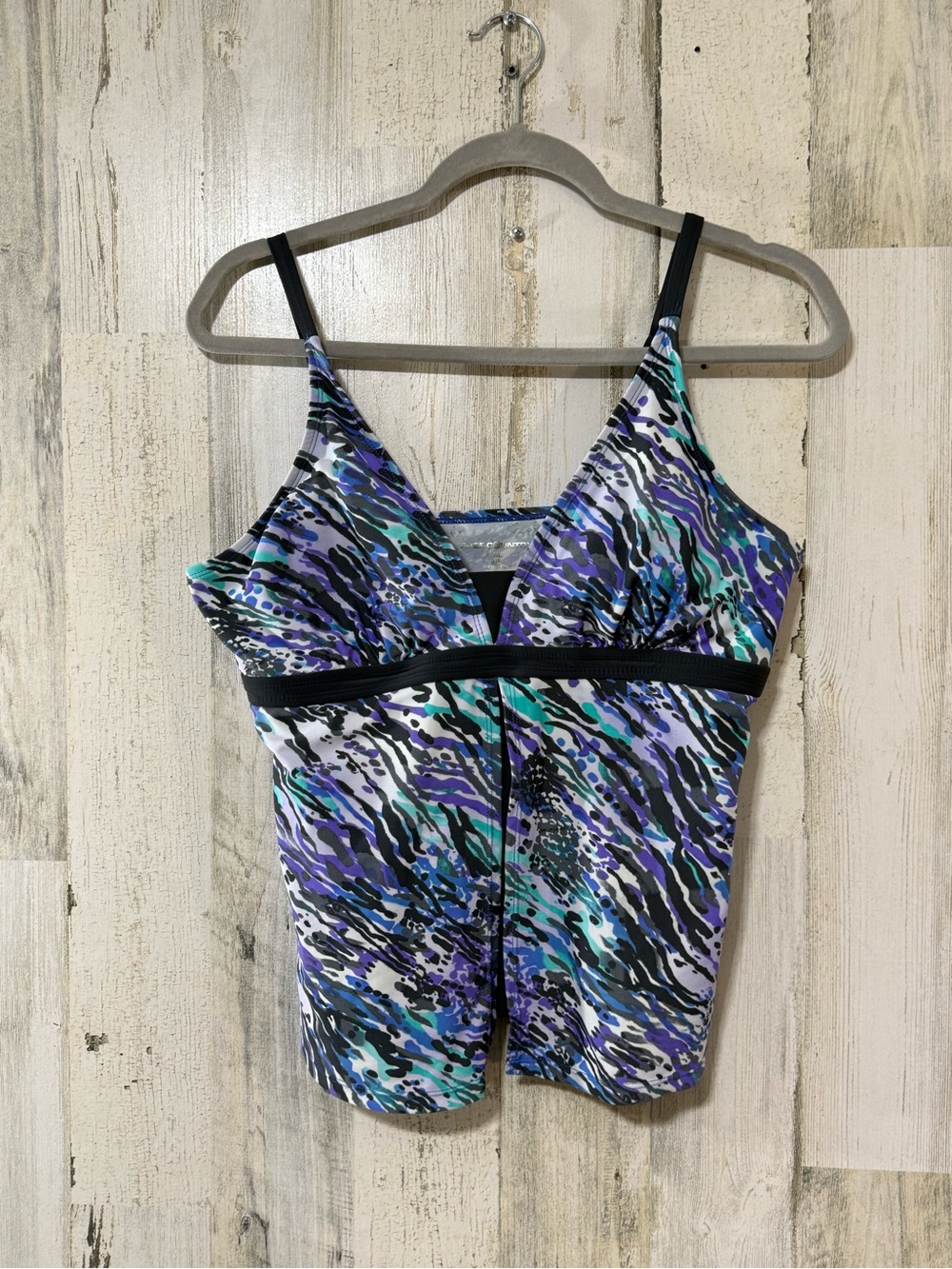 Free Country Blue and Purple Abstract Swim Tankini Top